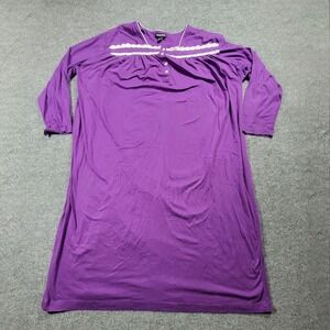 Beverly Rock Nightgown Womens 2XL Purple Lace Trim Sleepwear Pajama Lounge Dress